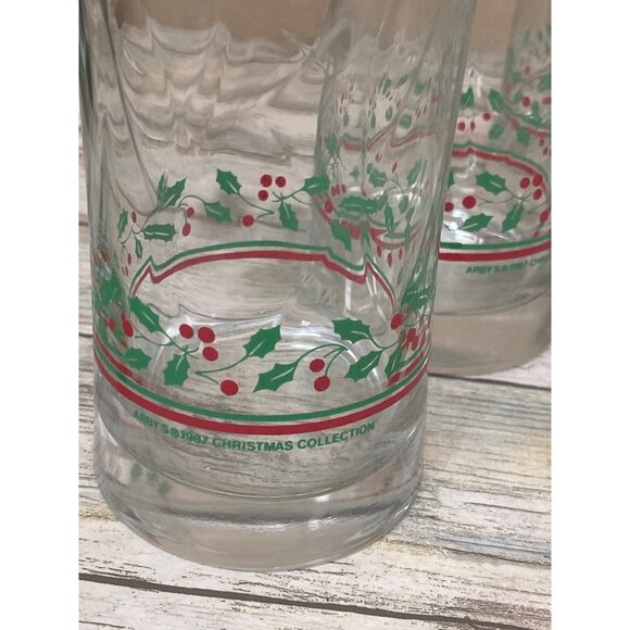 Arby’s 1987 Christmas Collection Glasses Set of 6 Holly Berry Tumblers Libbey - Picture 2 of 8